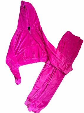 Victoria’s Secret Hot Pink Velour Two Piece Jacket and Pants Set - L / XL